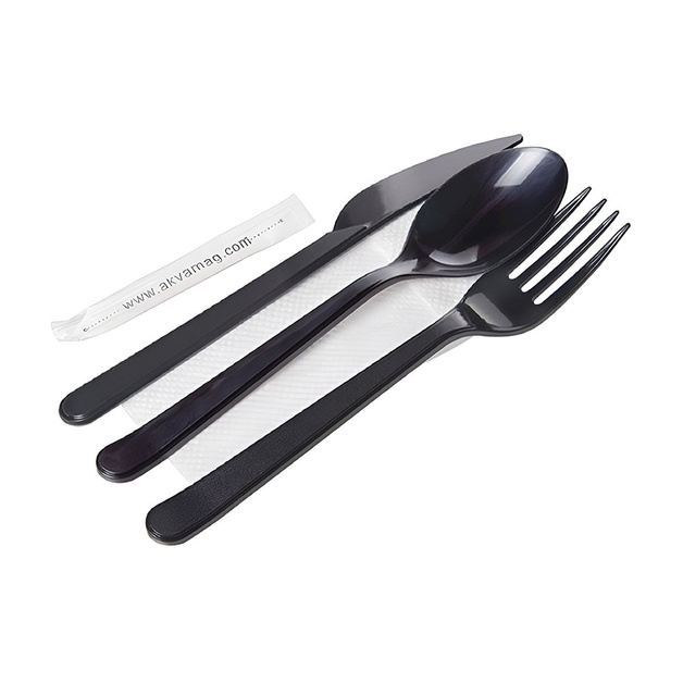 Набор Одноразовых Приборов №5 Черный 300шт