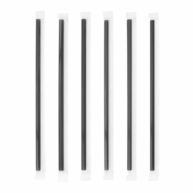 Трубочка Черная Прямая в Индивидуальной Упаковк 250шт