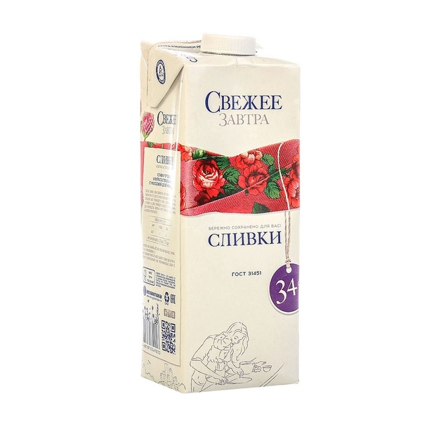 Сливки «Свежее Завтра» 34% - 1 л