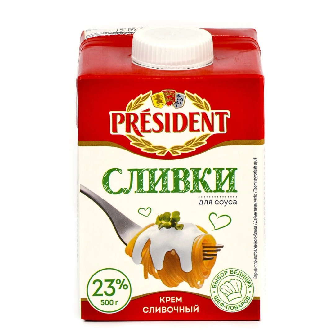 Купить Сливки для соуса 23% Президент 0,5 л с доставкой в Москве