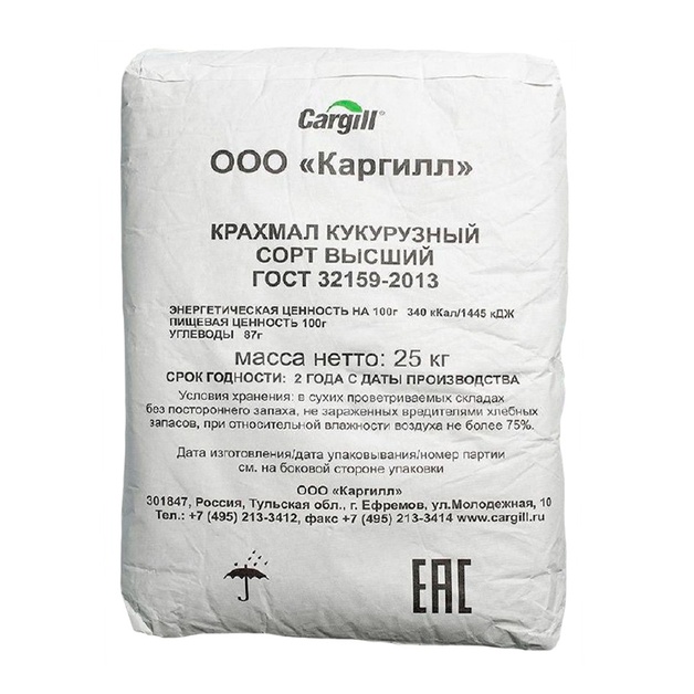 Крахмал Кукурузный Cargill Высший Сорт 25кг