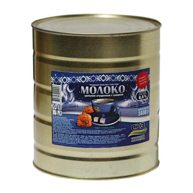 Молоко Сгущенное Цельное с Сахаром 8,5% 3,8кг