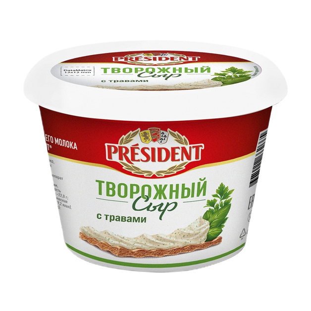 Сыр President Творожный с Травами 54% 140г