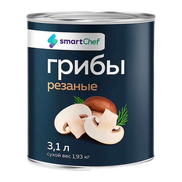 Грибы Резаные Smart Chef Вешенки Шампиньоны 3,1л Сух. Вес 1,93кг*
