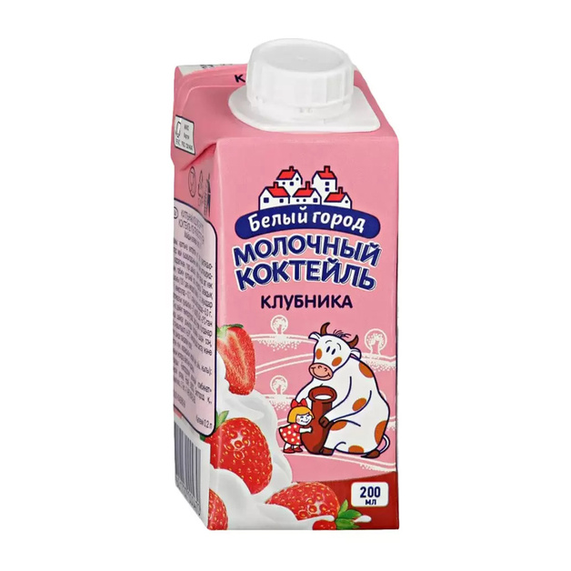 Коктейль молочный клубника 1,5% «Белый Город» - 200 г