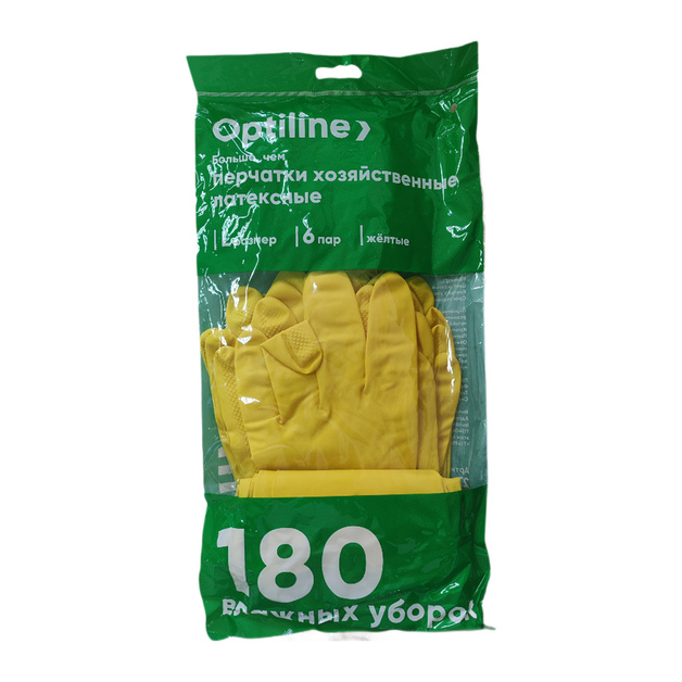 Перчатки Латексные Optiline Резиновые Желтые р.L 6 Пар