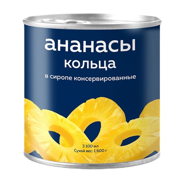 Ананасы Кольца в Сиропе Trung Thanh Вьетнам 3,1л Сухой Вес 1,6кг ж/б