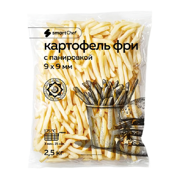 Картофель Фри Smart Chef в Панировке 9*9мм 2,5кг