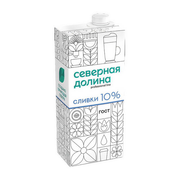 Сливки Северная Долина Ультрапастеризованные 10% 1л