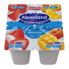 Продукт Йогуртный Alpenland Клубника Персик Манго 2,5% 95г