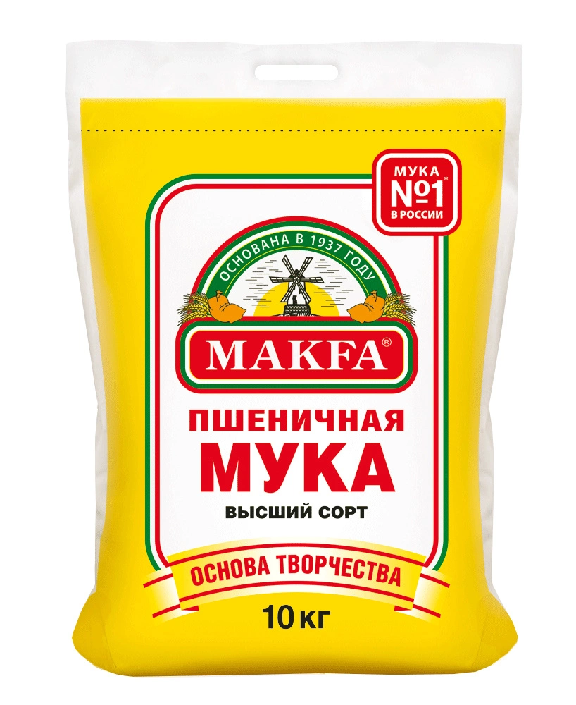 Купить Мука пшеничная в/с «Макфа» ~ 10 кг с доставкой в Москве