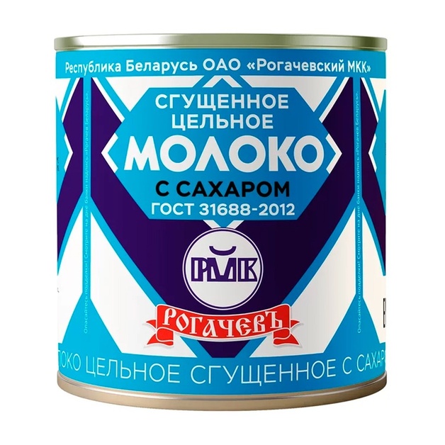 Молоко Сгущенное Рогачев Цельное с Сахаром 8,5% 380г ж/б