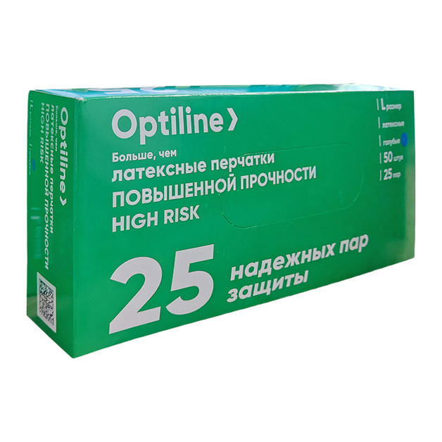 Перчатки Латексные Optiline Голубые р.L 50шт