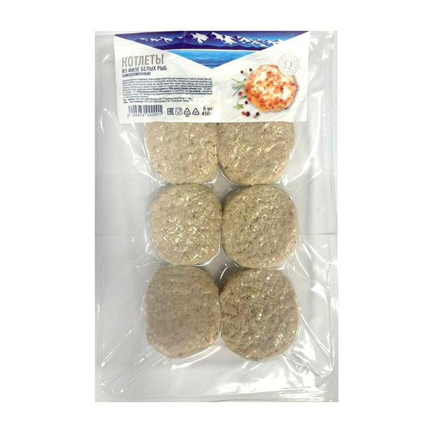 Котлеты из Филе Белых Рыб Замороженные 450г