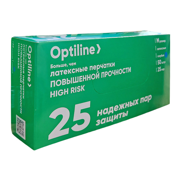 Перчатки Латексные Optiline Голубые р.M 50шт