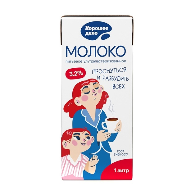 Молоко Хорошее Дело Ультрапастеризованное 3,2% 950мл