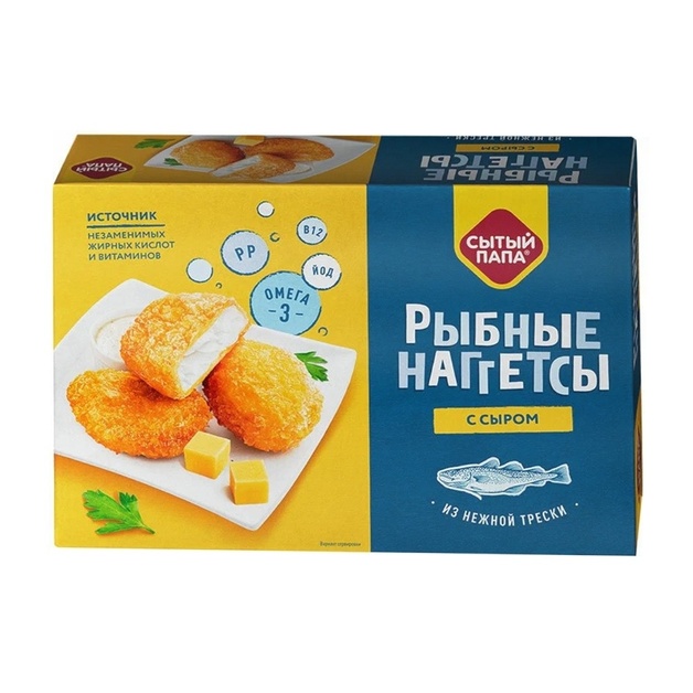 Наггетсы Рыбные Сытый Папа Тресковые с Сыром 250г