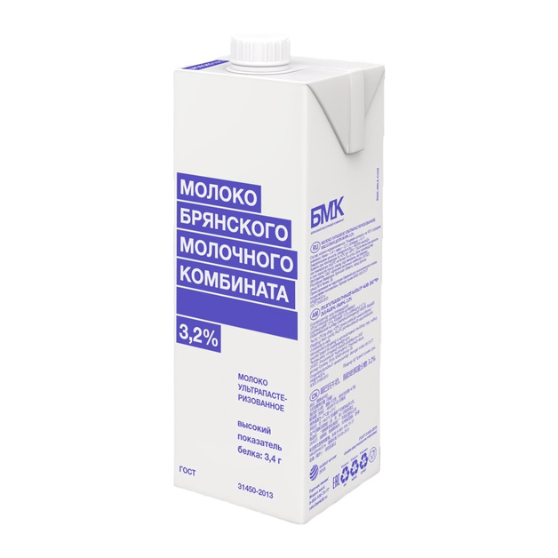 Молоко БМК Ультрапастеризованное ГОСТ 3,2% 975мл Tba Edge