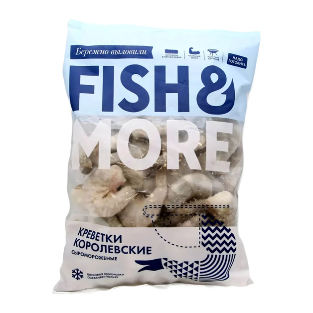 Креветки Ваннамей Fish&More без Головы в Панцире с/м 16/20 Индия до 80шт 1кг