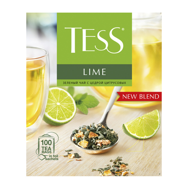 Чай Зеленый Tess Lime 100 Пакетиков с/я