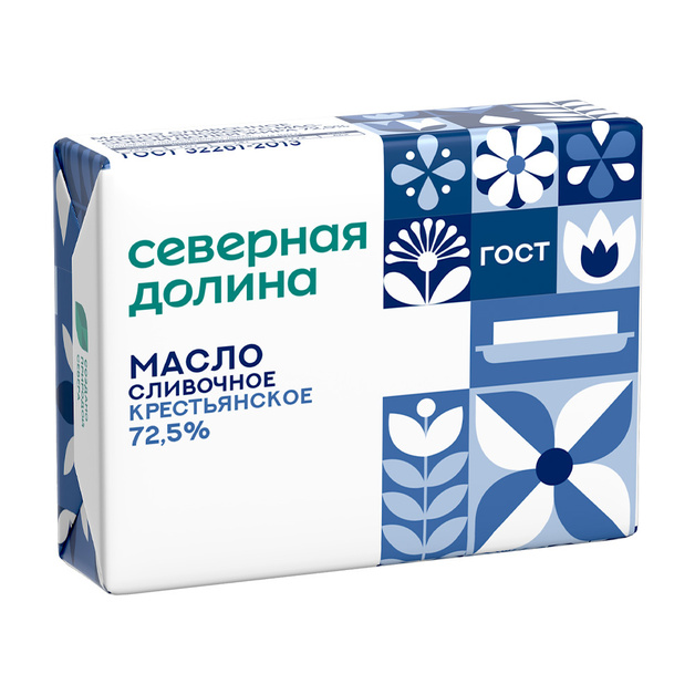 Масло Сливочное Северная Долина Крестьянское 72,5% 180г