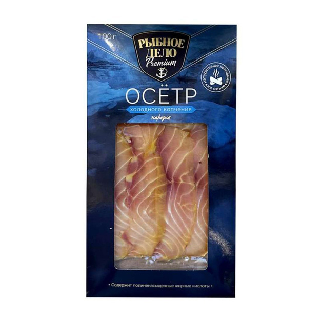 Осетр Рыбное Дело Ломтики Холодного Копчения 100г