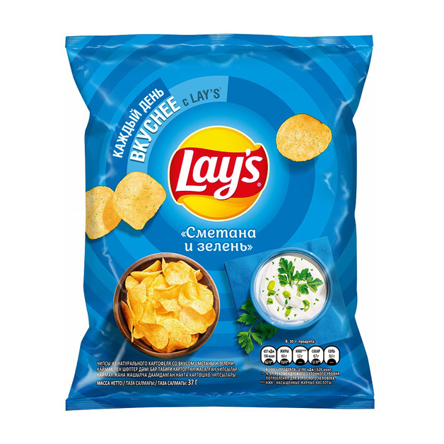 Чипсы Lays Сметана и Зелень 37г