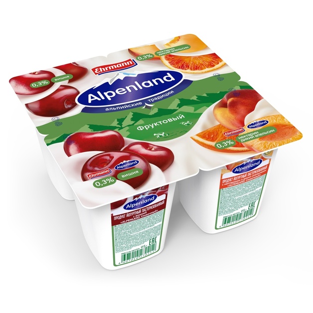 Йогуртный продукт Альпенленд 0,3% вишня/нектарин Эрманн 95 гр