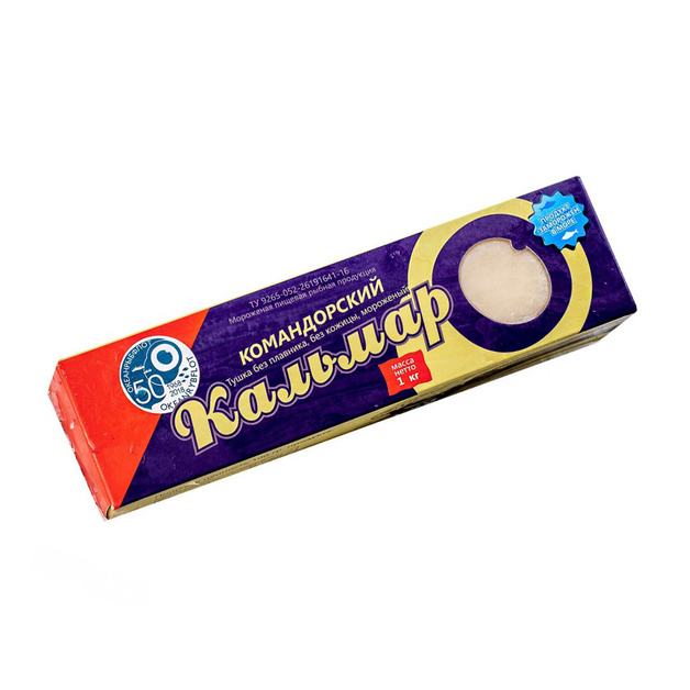 Кальмар Командорский без Кожи Свежемороженый Тушка 1кг