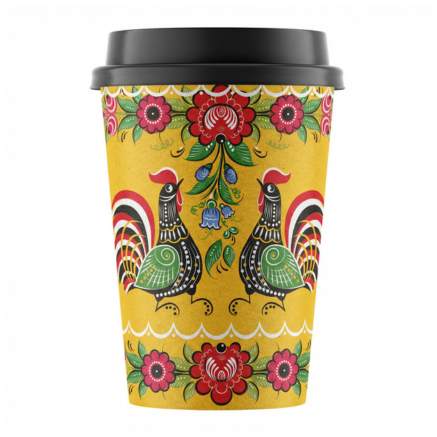 Стакан Двухслойный Городецкая Роспись 450мл 25шт