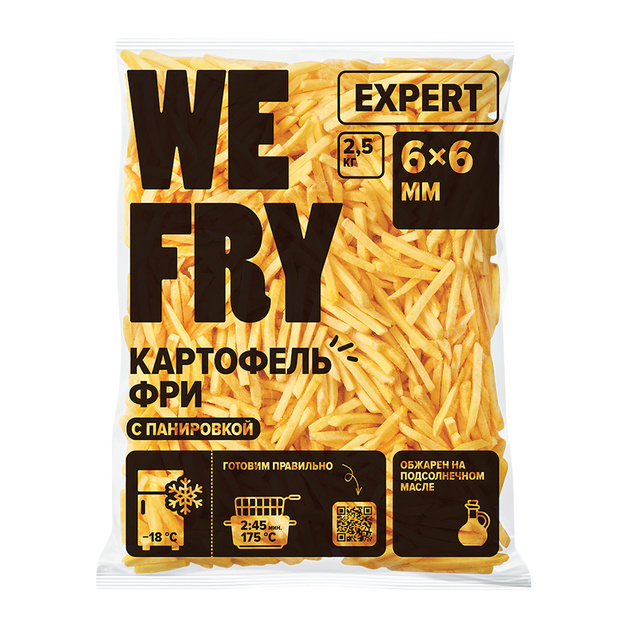 Картофель Фри Fry Me Expert в Панировке 6мм 2,5кг