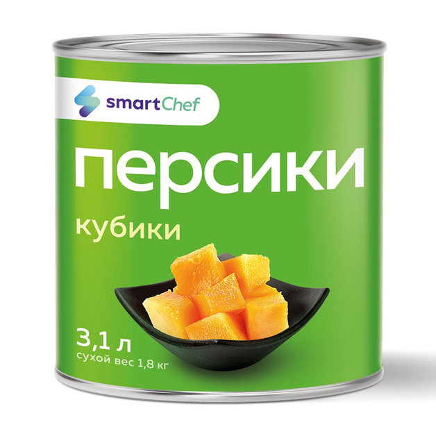 Персики Smart Chef Кубики в Сиропе 3,1л Сухой Вес 1,8кг