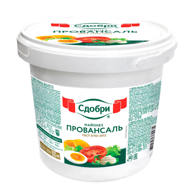 Майонез Сдобри Провансаль 50,5% 770г Ведро