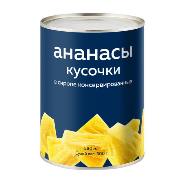 Ананасы Кусочки в Сиропе Trung Thanh Вьетнам 580мл Сухой Вес 300г ж/б