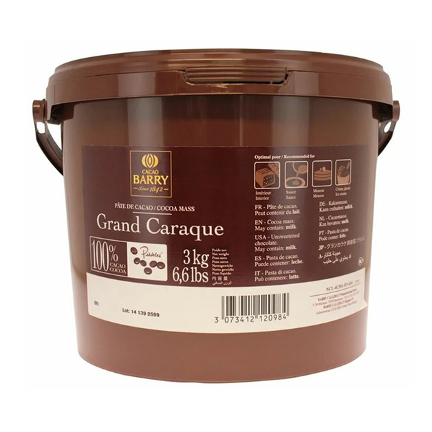 Какао Тертое Cacao Barry Grand Caraque Капли 3кг