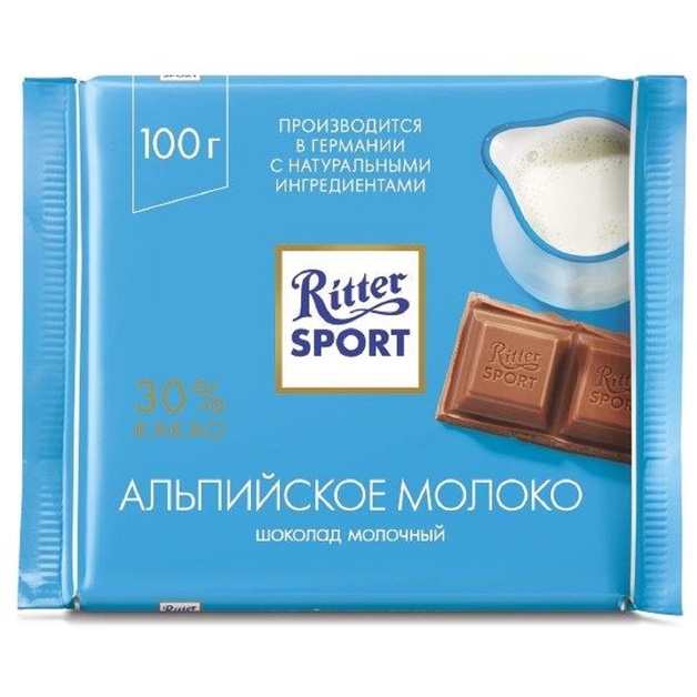 Шоколад «Ritter Sport» Молочный с альпийским молоком - 100 г
