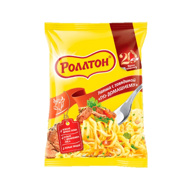 Вермишель быстрого приготовления со вкусом говядины «Роллтон» - 60 г