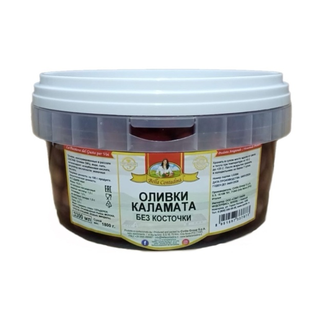 Оливки Каламата Bella Contadina без Косточки 3,3л Сух. Вес 1,6кг
