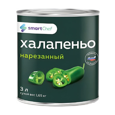Перец Халапеньо Smart Chef Нарезанный Зеленый Россия 3л Сухой Вес 1,65кг ж/б
