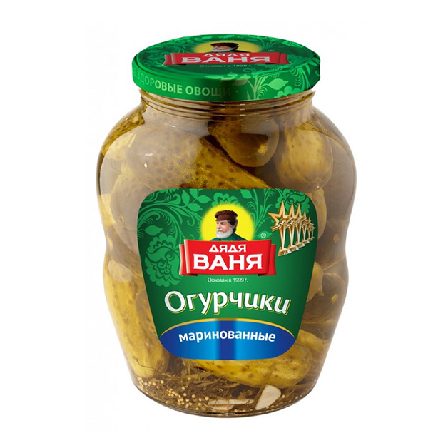 Огурчики Дядя Ваня Маринованные 1,8кг Сухой Вес 960г Стекло