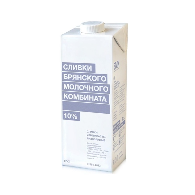 Сливки БМК Ультрапастеризованные 10% 1л