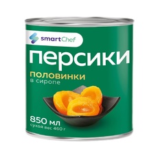 Персики Smart Chef Половинки в Сиропе 850мл Сухой Вес 460г