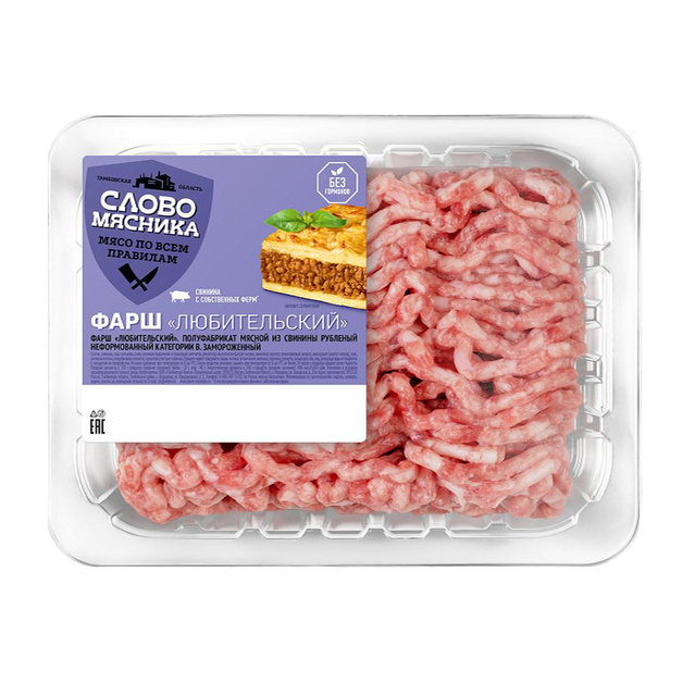 Фарш Свиной Слово Мясника Любительский Замороженный 400г
