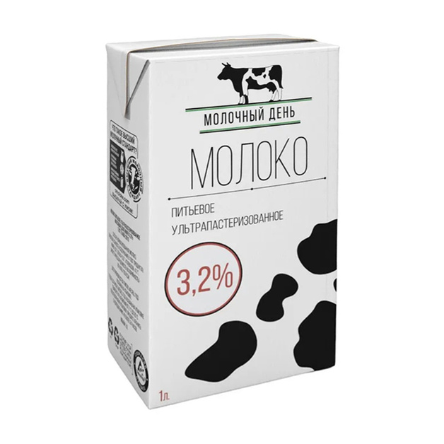 Молоко Молочный День Ультрапастеризованное 3,2% 1л
