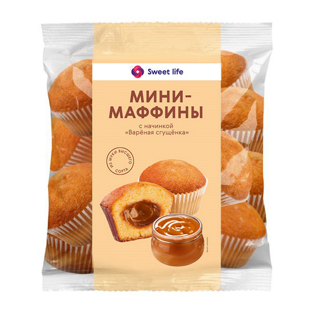 Мини-Маффины с Начинкой Вареная Сгущенка 465г Sweet Life
