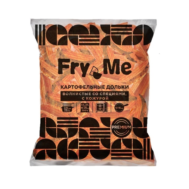 Картофельные дольки с кожурой со специями волнистые Premium «Fry Me» - 2,5 кг