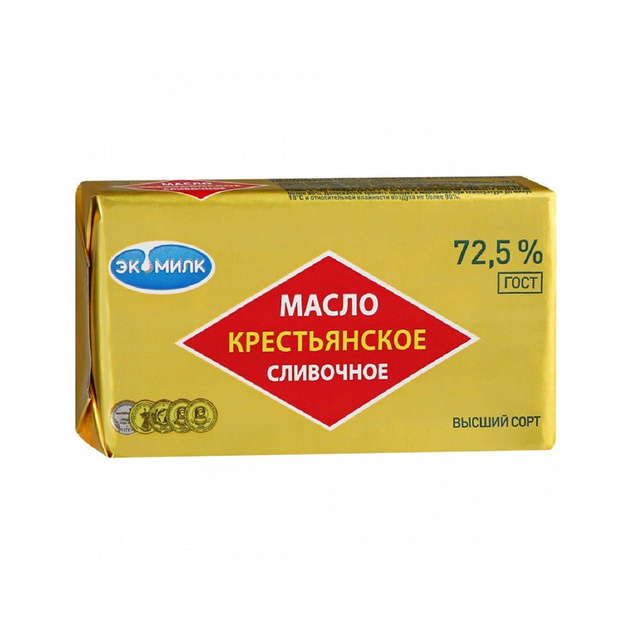 Масло Сливочное Экомилк Крестьянское 72,5% 330г