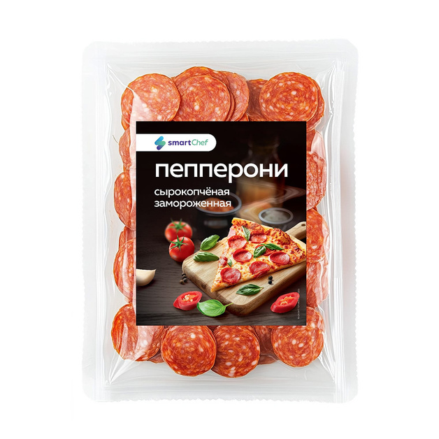 Колбаса Сырокопченая Smart Chef Пепперони Зам Нарезка 1,2кг