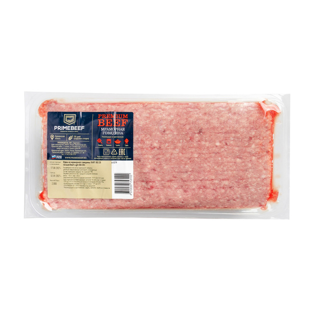 Фарш из Мраморной Говядины Лайт Охл Праймбиф 80/20 2кг