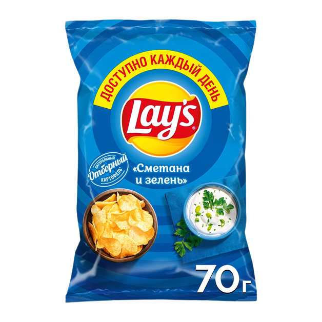 Чипсы Lays Сметана и Зелень 70г